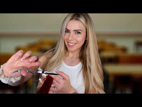 ASMR Friend Cuts Your Hair at Back of Class (Binaural Sounds)