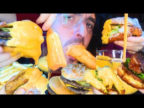 ASMR Eating TOO MUCH CHEESE SAUCE For 5 Hours No Talking 먹방