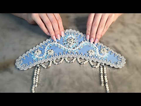 Russian Princess Crown 2 👑 ASMR Whisper 🧵 Fabric ○ Beads ○ Sewing ○ Kokoshnik