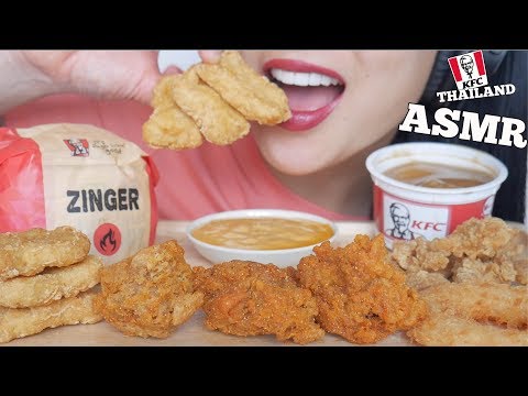 ASMR KFC THAILAND NUGGETS CHICKEN WING ZINGER BURGER + CHEESE SAUCE (EATING SOUNDS) | SAS-ASMR