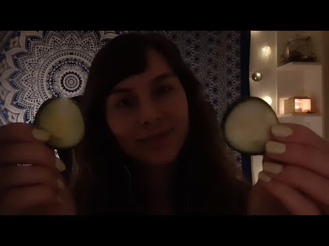 ASMR - spa time, face touching, shh, ear to ear whispers, unintelligible whispering