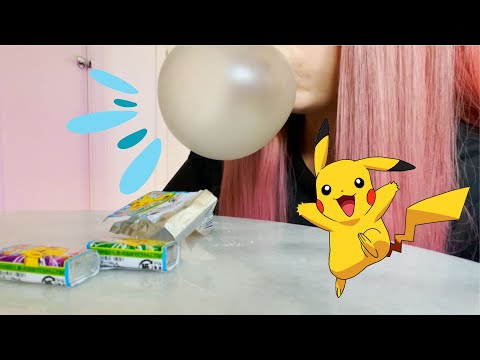 CHEWING ASMR | Pikachu Bubble Gum Chewing & Blowing Bubbles