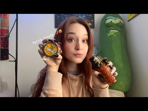 ASMR Eating Spicy 🌶️ and Chilling  (rambling, nail tapping, chewing)
