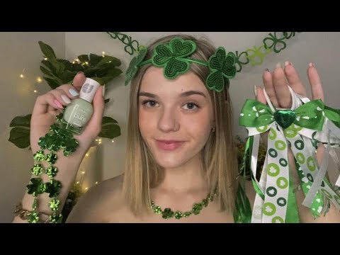 ASMR Getting You Ready For St.Patty's ☘️ (makeup, hair, nails)