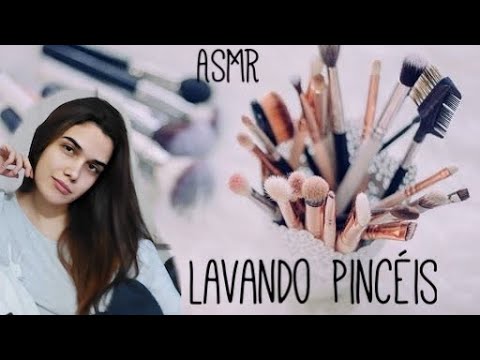 (ASMR) Cleaning Makeup Brushes | water sounds, tapping, brush ( quase no talking)