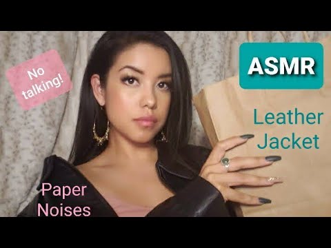 ASMR| NO TALKING Sorting Tearing Mail Old Receipts in Paper Bag Wearing Mom's 90s Leather Jacket