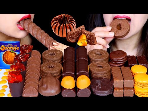ASMR CHOCOLATE ORANGE MARSHMALLOW, EDIBLE JELLY CUPS, GIANT CANDY BUTTONS, CHOCO PIE, MACARONS 먹방