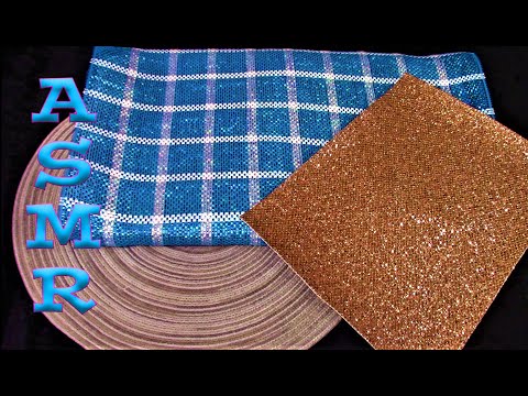 ASMR: Scratching - Glitter paper, Woven Placemat, Mesh ribbon (No talking)