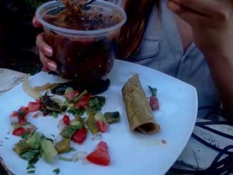 ASMR Eating Sounds: Taquitos, nopales, rajas, y dulce de tamarindo ft. wind chimes