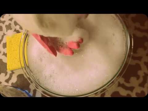Simple ASMR Rubber Gloves and Water sounds   Dishwashing by Hand