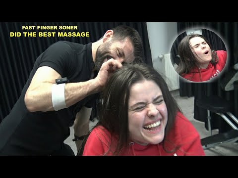 BARBER SONER RELAXING FEMALE THERAPY - CHEST CRACK - Asmr face,nose,neck,throat,arm,ear,palm massage