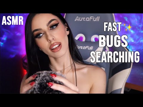ASMR - Fast Bugs Searching, Plucking W/ Long Nails, Mouth Sounds, Fluffy Mic Cover Triggers