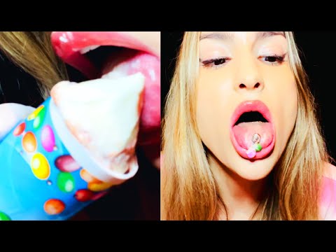 ASMR | AHEGAO LATEX GLOVES | EATING ICE-CREAM & M&Ms | LICKING | CRUNCHY SOUNDS | MOANING🍦🍬✨