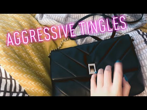 1 MINUTE ASMR- Quick tingles/Aggressive purse tapping and scratching 💕