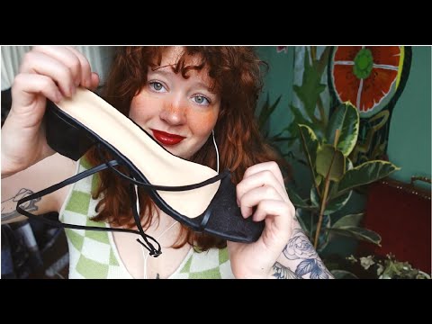 ASMR tapping and scratching on shoes, no talking.