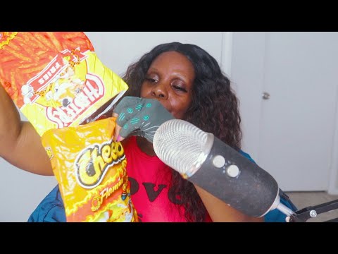 MIXING CHESTERS HOT FRIES WITH FLAMIN CHEETOS ASMR EATING SOUNDS