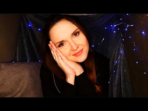ASMR Best Friend Roleplay || PILLOW FORT! || Hair brushing, fabric scratching