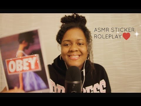 ASMR Sticker Saleslady Roleplay (Word Repetition, Tapping, Mouth Sounds)