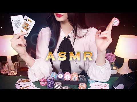 ASMR(Korean)♠Ultimate Relaxing Hotel Casino Blackjack Roleplay w/ Soft Spoken, Cards, Chips, Shuffle