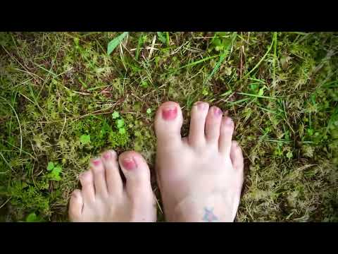 ASMR Bare Feet walking on Moss Grass