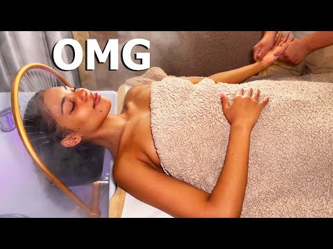 ASMR: My First HEAD WATER Massage Spa in Thailand!