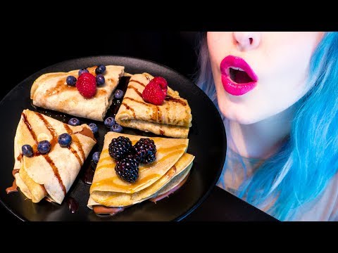 ASMR: Fluffy Crepe Pancakes w/ Fruits | Sweet Breakfast ~ Relaxing Eating Sounds [No Talking|V] 😻