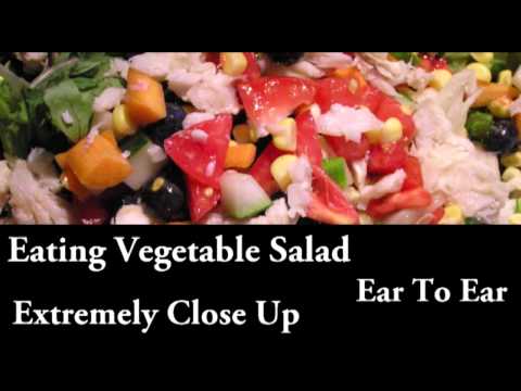 Binaural ASMR Eating Vegetable Salad (Ear To Ear, Extremely Close Up)