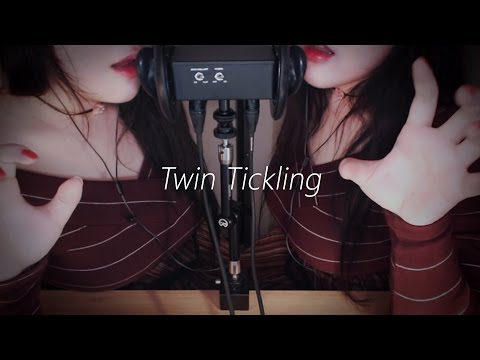 ASMR Twin Tickling with Super Close Trigger Words Whispering! 쌍둥이의 간질간질