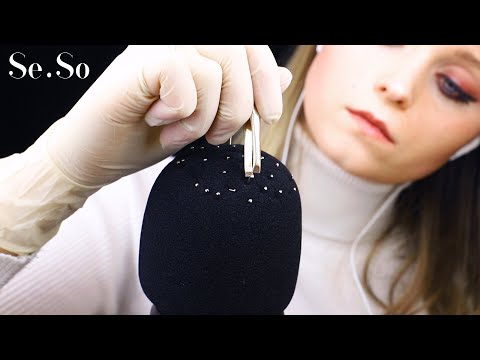 ASMR | Plucking needles out of the mic (SeSo: latex gloves, tweezers, no talking...)