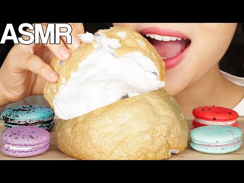ASMR Cloud Bread *Soft Foamy Sounds* Macarons Eating Sounds Mukbang 구름빵, 마카롱 먹방