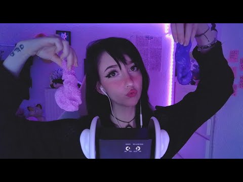 auditive ASMR ☾ 3Dio + slime triggers :3 foamy and crinkly slime