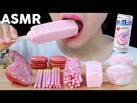 ASMR Strawberry Desserts Eating Sounds | 딸기디저트 먹방 | MINEE EATS