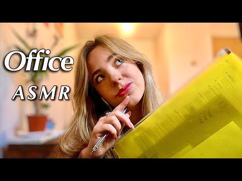 *ASMR* Lofi Office Roleplay - Long Nails Tapping, Typing, Sorting Documents, Soft Spoken