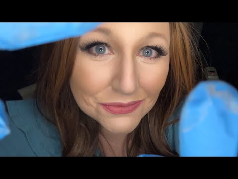 ASMR Friend Examines Face Roleplay | Gloves | Whispering | Inaudible | Pen Light