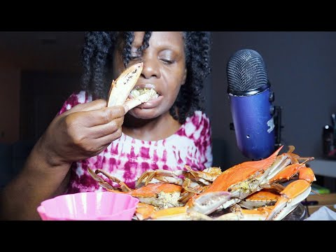 Large Blue Crab With Butter Vinegar Hot sauce ASMR Eating Sounds