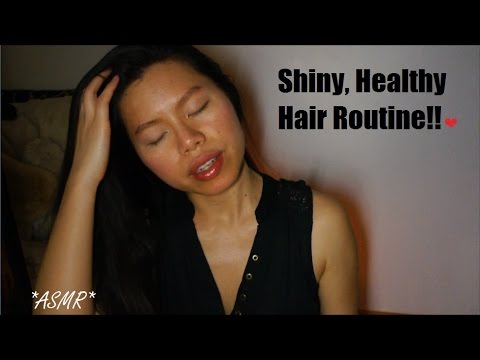 ASMR HAIR CARE PRODUCTS / ROUTINE FOR SHINY HEALTHY HAIR!! (Diet Tips + Hair Products + Whispering)