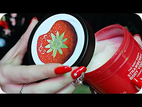 ASMR The Body Shop Unboxing 🍓 Sleepy Whisper, Tapping, Lotion, Lid Sounds, Crinkle & Label Reading 🛁