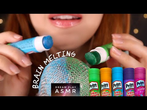 ★ASMR★ colored GLUE STICKS on MIC sticky BRAIN MELTING triggers  | Dream Play ASMR