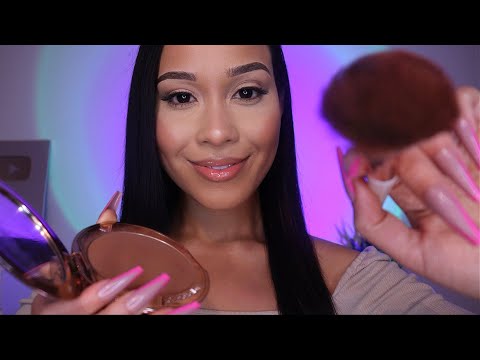 ASMR| Doing Your Makeup At Night 🌙 TINGLY Makeover ~Whispers and makeup tapping Personal attention