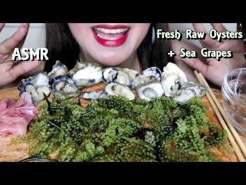 ASMR Raw Oysters + Sea Grapes Eating Sounds