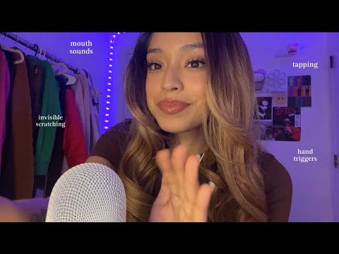 ASMR - Hand Triggers + Tapping w/ 👄 sounds, Whispers & Scratching 🌜