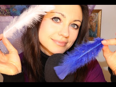 [ASMR] Visual Triggers ~ Hand Movements ~ Mouth Sounds and Whispering ~ Feather Brushing