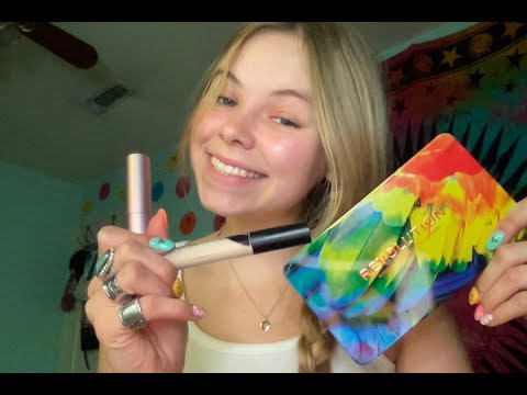 ASMR- tapping&scratching on makeup products (whispered)