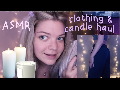 asmr clothing & candle haul 🕯✨~ fabric scratching, glass tapping, try-on