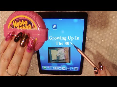 ASMR Ipad Browsing | Growing up in the 80's | Gum Chewing Whispered Ramble