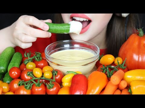ASMR RAW VEGGIE PLATTER with HOLLANDAISE SAUCE | EXTREME CRUNCH (Eating Sounds) No Talking