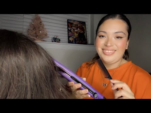 ASMR| Part 2: Styling your hair for your work Christmas party 🎄- personal attention & whispering
