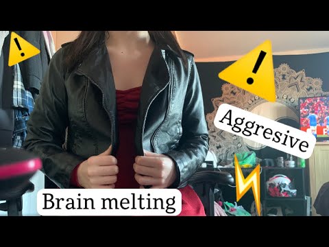 AGGRESSIVE LEATHER JACKET SCRATCHING AND TAPPING ASMR