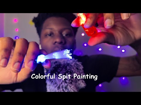 ASMR Mesmerizing Spit Painting With Colorful Bristles