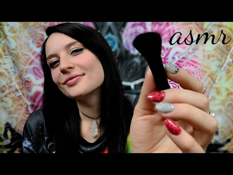 ASMR ~ Mental Tingles Massage for Stress ~ Brushes ~ Face Touching ~ Tracing ~ Whispering ~ Soft